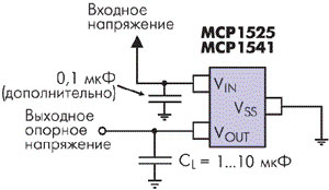 Cхема включения ИС опорного напряжения MCP15XX
