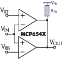 Использование MCP6547 в качестве двухпорогового компаратора