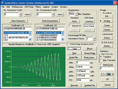 Окно Linear System