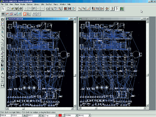 Пример загрузки в редактор плат P-CAD 2002 двух проектов, один из которых создавался в редакторе Schemagee