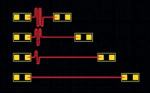 Автоматическое изменение формы проводника с контролируемой длиной при перемещении конденсатора в пакете PADS PowerPCB