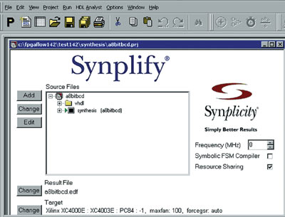 Окно программы Synplify