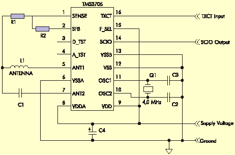 Типовая схема включения ИМС TMS3705A