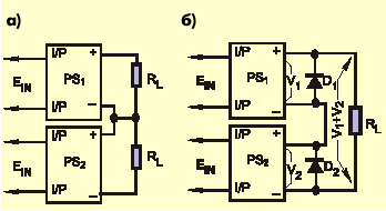 Схема последовательного включения с выравнивающими резисторами